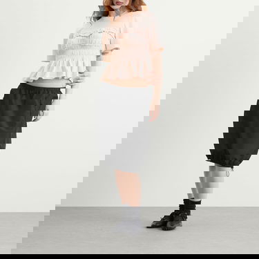 Тениска Cecilie Bahnsen Vilde Ruffled Smocked Peplum T-Shirt Розово | 425RTW19001, 4