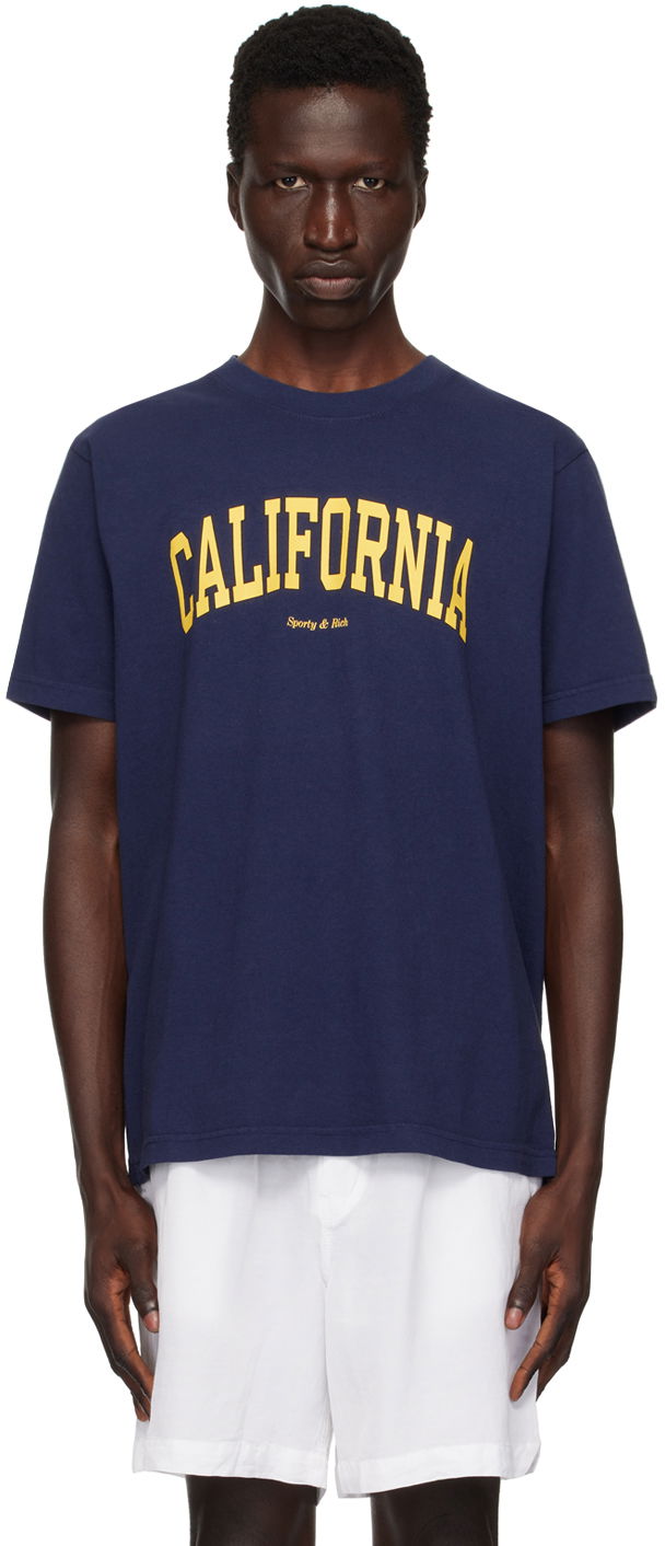 Тениска Sporty & Rich Navy 'California' T-Shirt Тъмно синьо | TO042S406CN