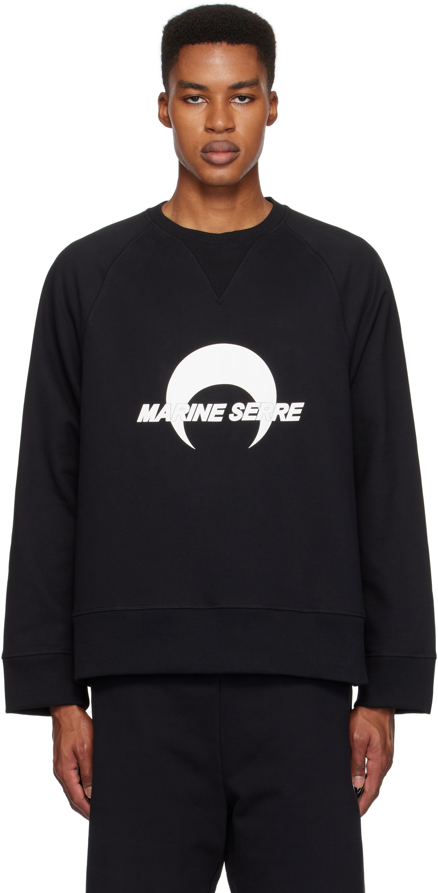 Суитчър Marine Serre Logo Fleece Sweatshirt Черно | UST019A CJER0013, 0