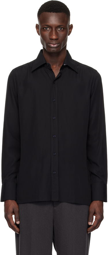 Риза Tom Ford TOM FORD Lightweight Lyocell Slim Fit Shirt Черно | HSBC01-LYS03, 0