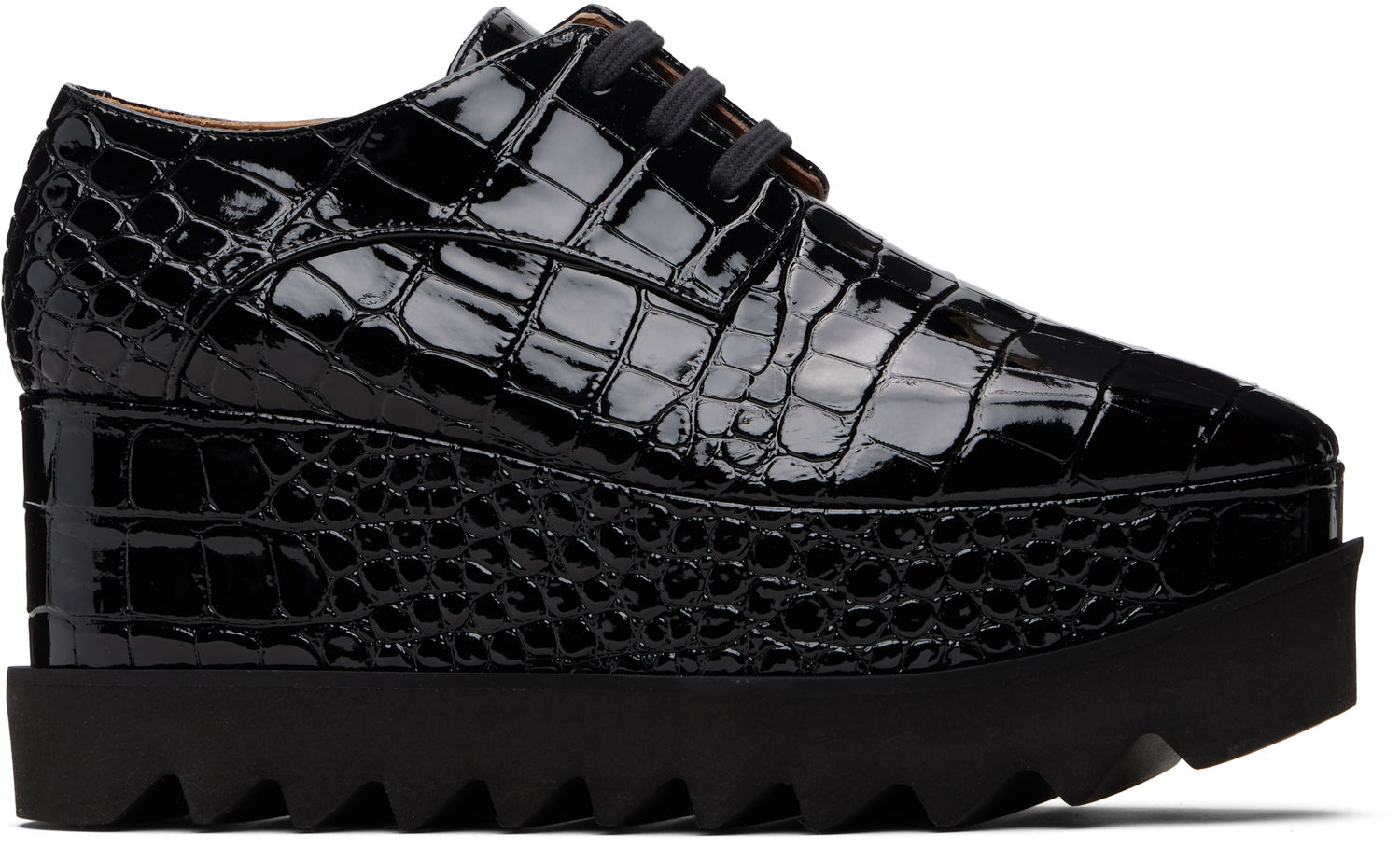 Кецове и обувки Stella McCartney Limited-Edition Elyse Crocodile Platform Derbys Черно | 810479APAEL0, 0