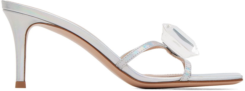 Кецове и обувки Gianvito Rossi Jaipur Rhinestone Heeled Sandals Металик | G16780.70RIC.MET