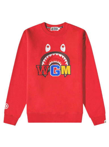 Суитчър BAPE A Bathing Ape Shark Embroidery Crew Sweat Червено | 001SWI801013M-RED