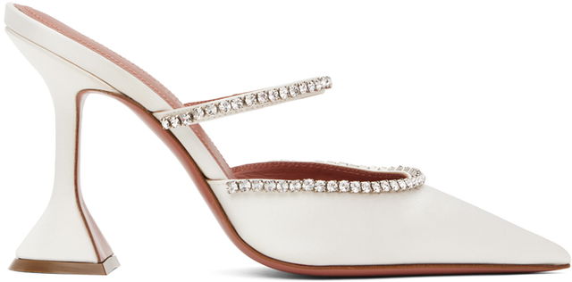 Crystal-Embellished Satin Mule Heels