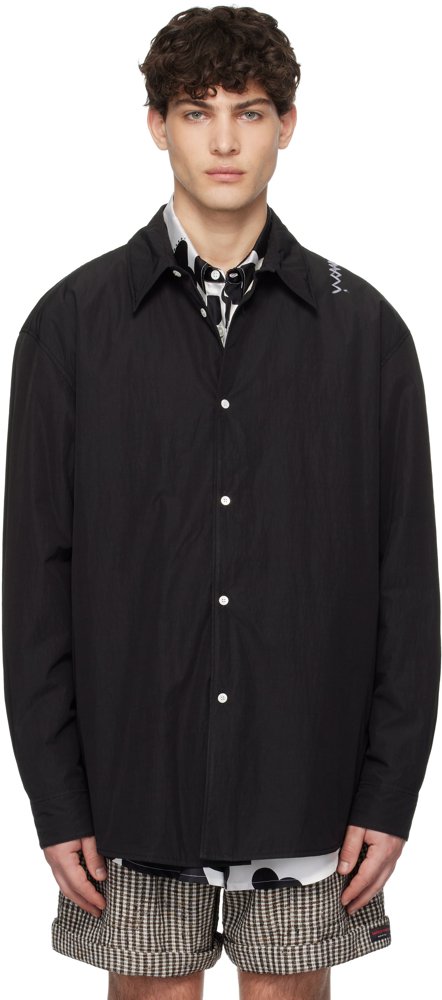 Риза Marni Marni Crinkled Nylon Blend Overshirt Черно | CUMU0333SW UTP786, 0