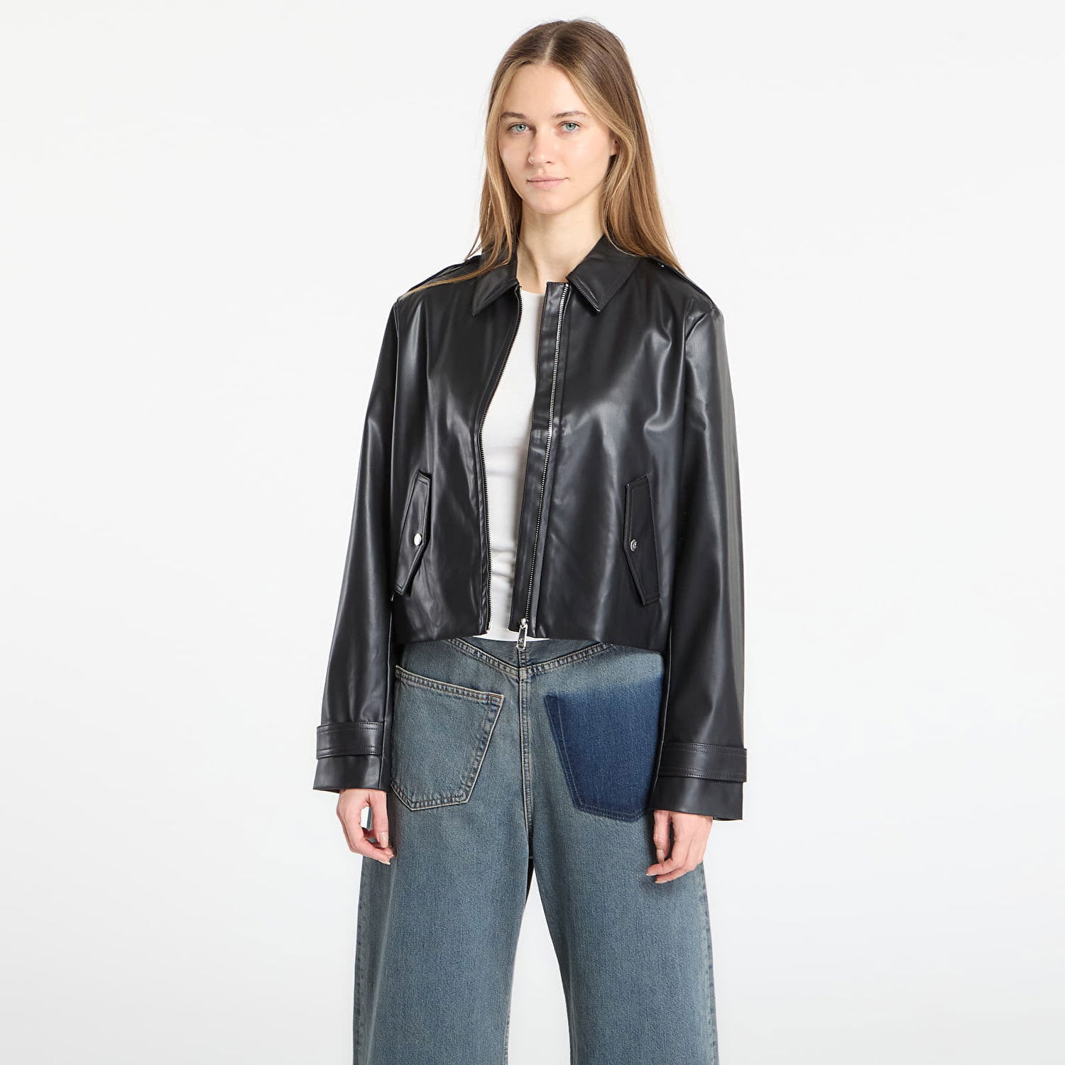 Яке CALVIN KLEIN Leather Moto Jacket Черно | LV047E501G UB1, 0