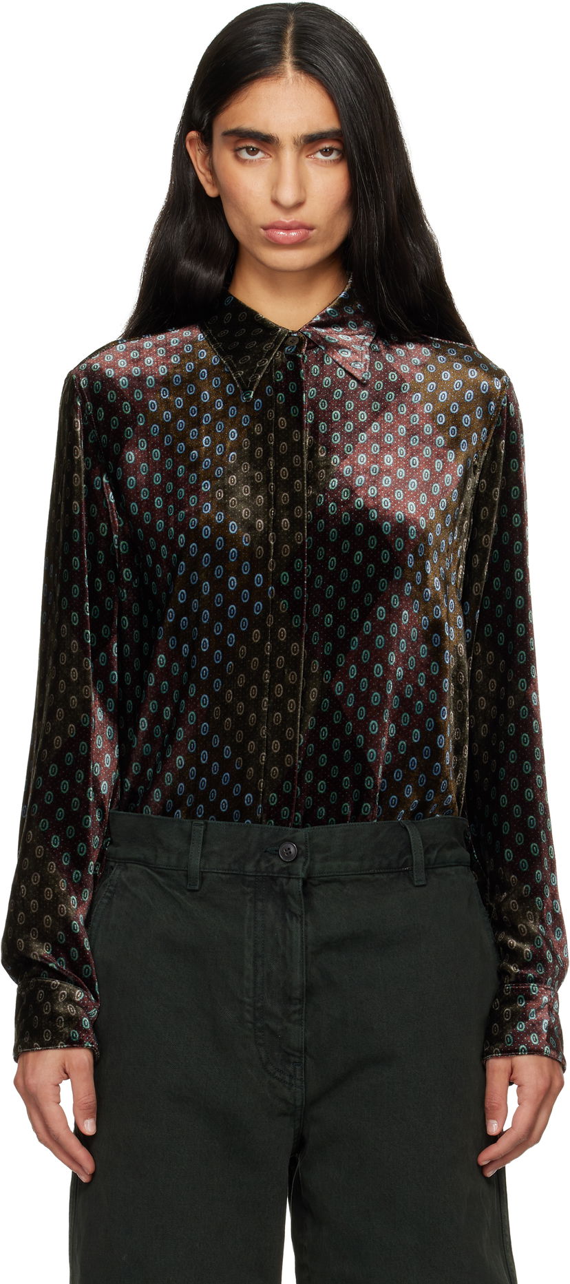 Риза Dries Van Noten Dries Van Noten Printed Velvet Shirt Многоцветен | 252-010706-2254