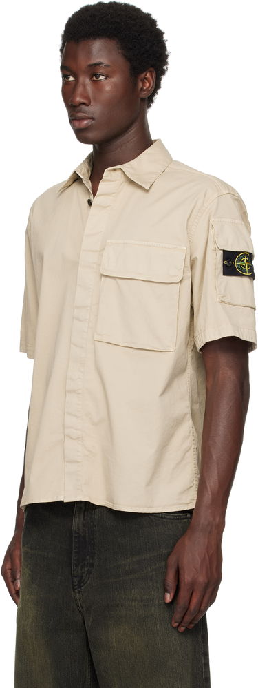 Риза Stone Island Supima Cotton Twill Stretch-TC Shirt Бежово | K2S15 1100007 S0010, 3