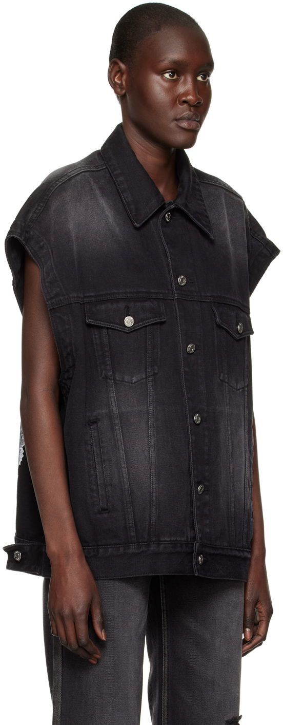 Жилетка We11done We11done Horror Movie Sleeveless Denim Jacket Черно | WD-DV3-22-384-U-BK, 1