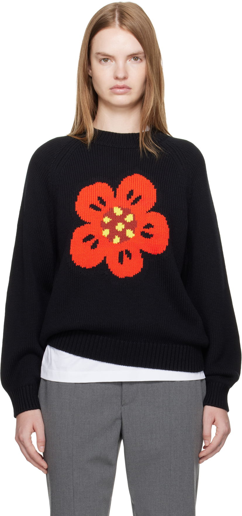 Пуловер KENZO Kenzo Paris 'Boke Flower' Knit Sweater Черно | FF62PU7193LA