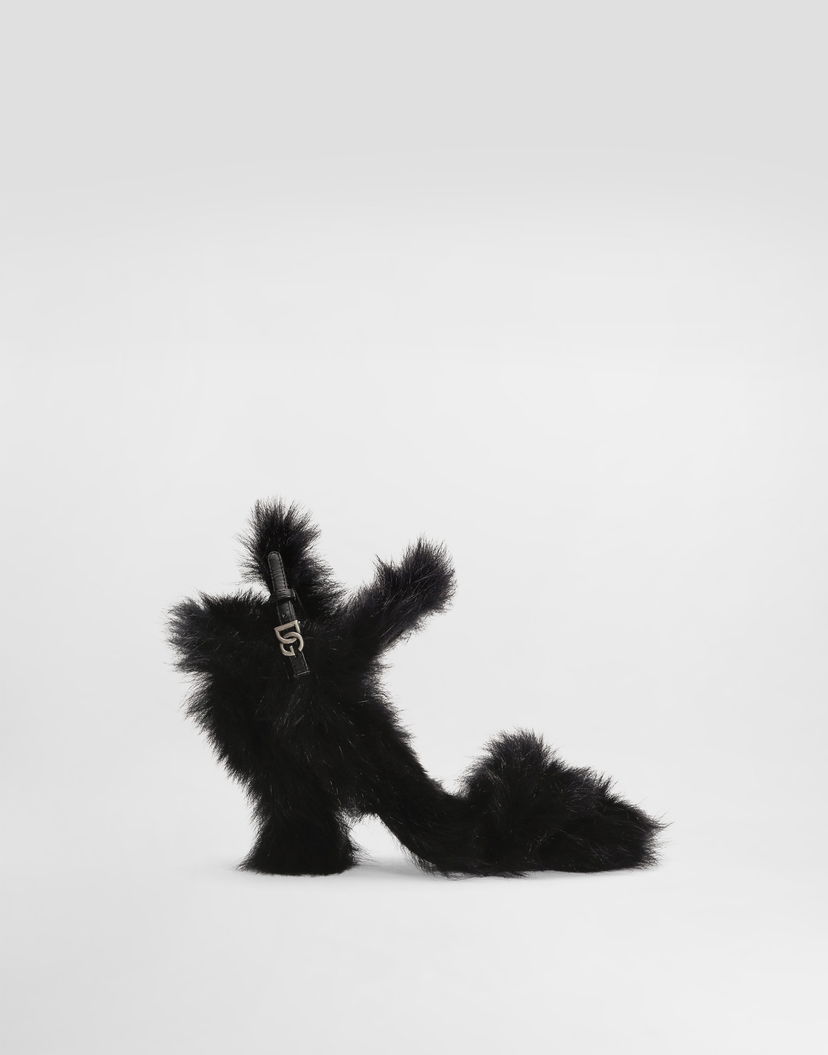 Кецове и обувки Dolce & Gabbana Shearling Sandals Черно | CR1910AW95180999