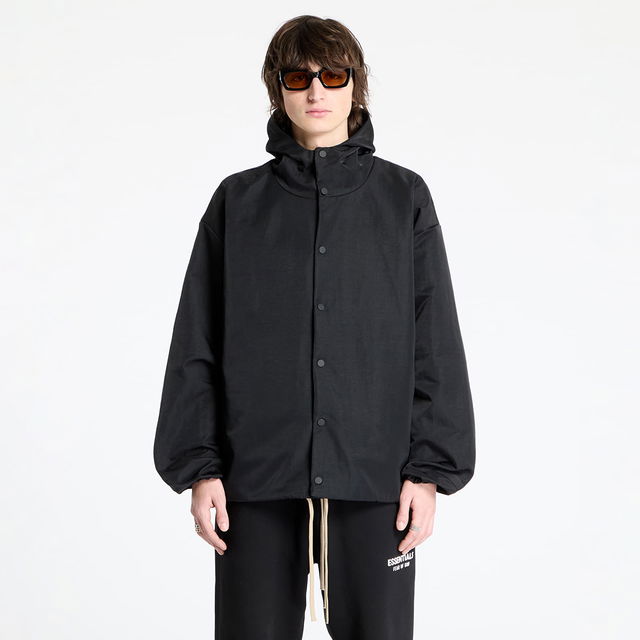 Textured Nylon Hooded Coaches Jacket