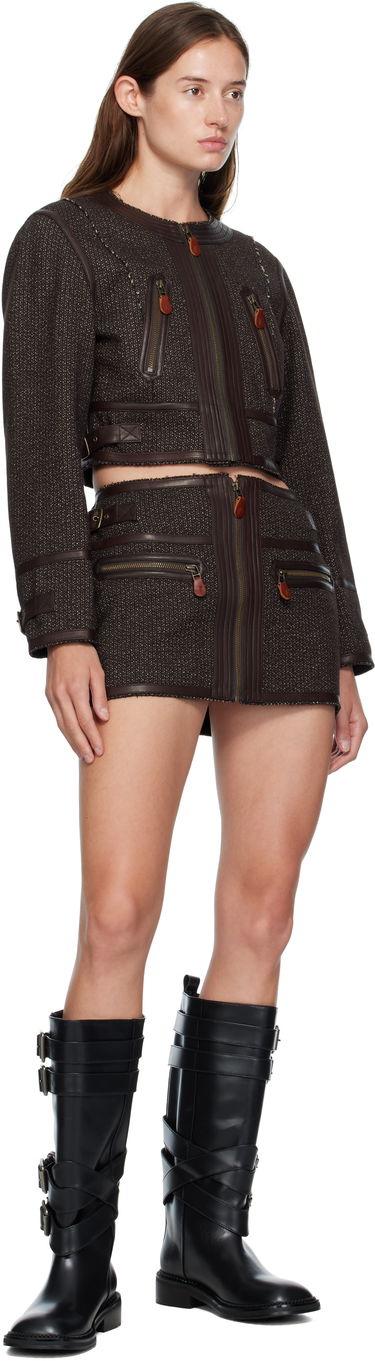 Яке R13 R13 Stitch Detail Cropped Crewneck Jacket Кафяво | R13WR449-R567A, 3