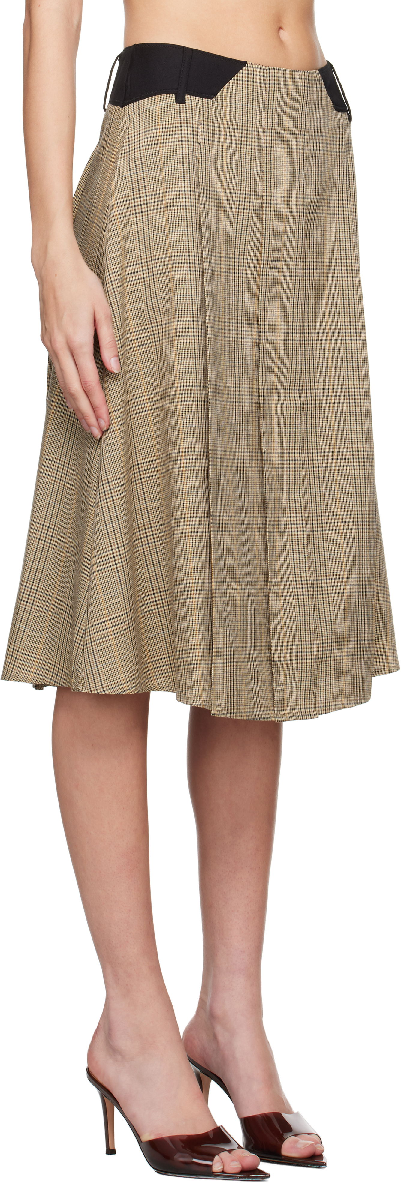 Пола Miaou Miaou Albra Plaid Midi Skirt Бежово | 4055BCWBRC, 1