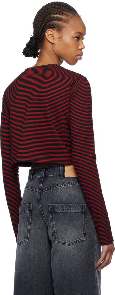 Съкратен топ We11done We11done Striped Cropped Longsleeve T-Shirt Червено | WD-TT0-25-716-W-BK, 2