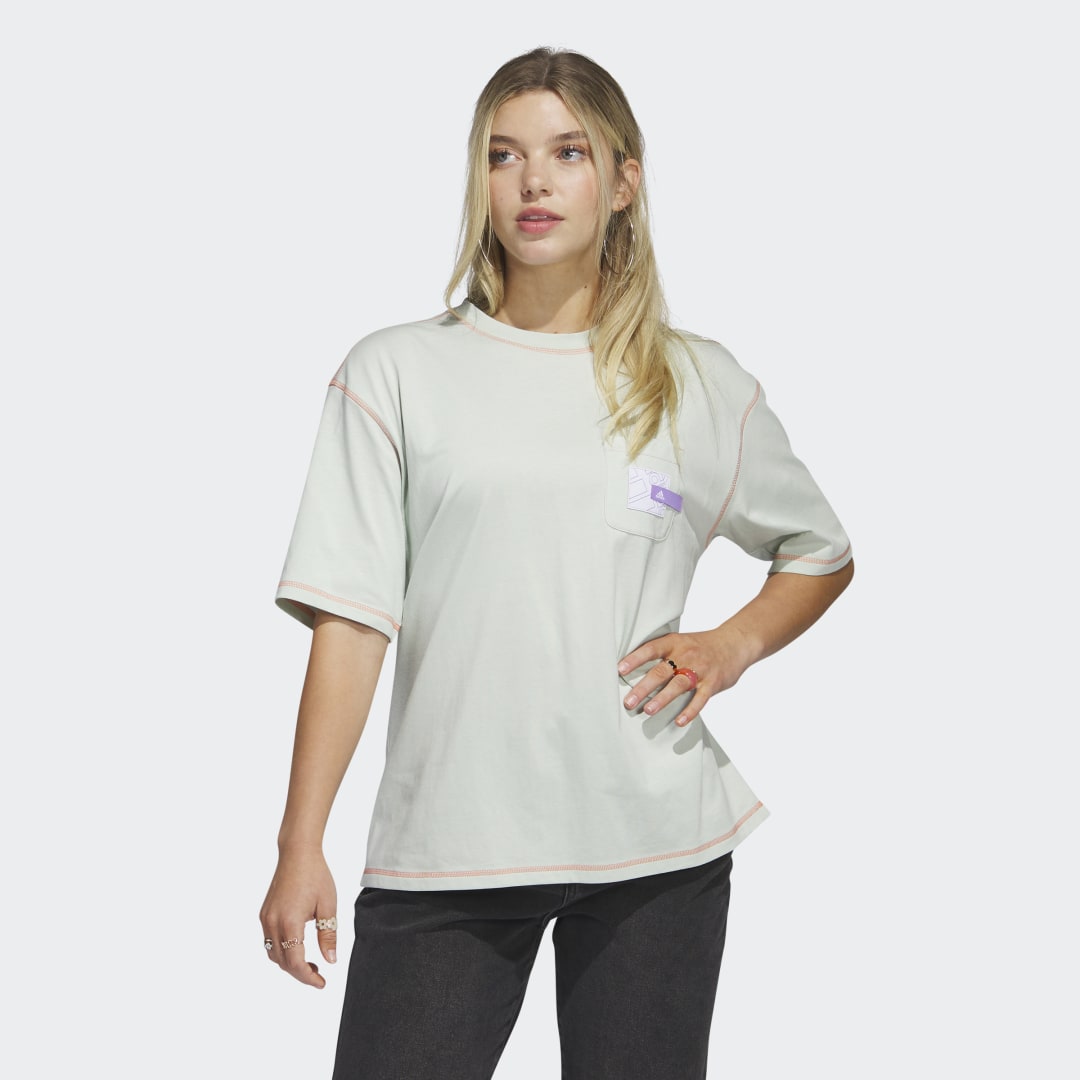Тениска adidas Performance Sport Statement Boyfriend Pocket T-Shirt Зелено | IC1635, 0