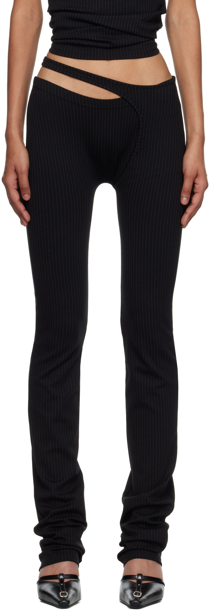 Клинове Ottolinger Ottolinger Ada Pinstripe Leggings Черно | 102-800603-03