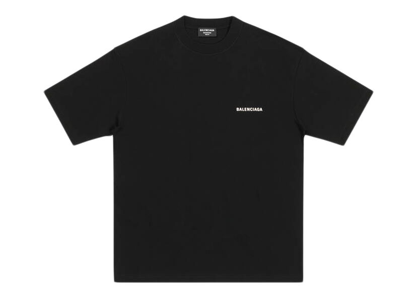Тениска Balenciaga Logo Medium Fit T-shirt Черно | 612966TMVF41070