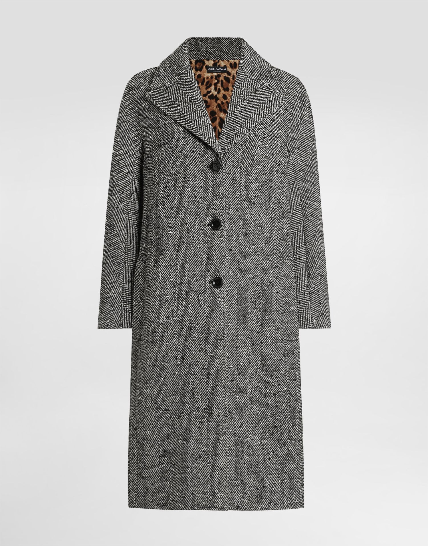 Палта Dolce & Gabbana Dolce & Gabbana Long Chevron Tweed Coat Сиво | F0W4JTFCZAJS8030, 0