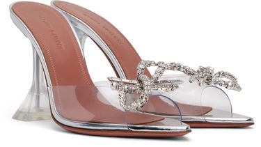 Аксесоари Amina Muaddi Amina Muaddi Rosie Glass Slipper Heeled Sandals Металик | ROSIE GLASS SLIPPER CL PVC, 3