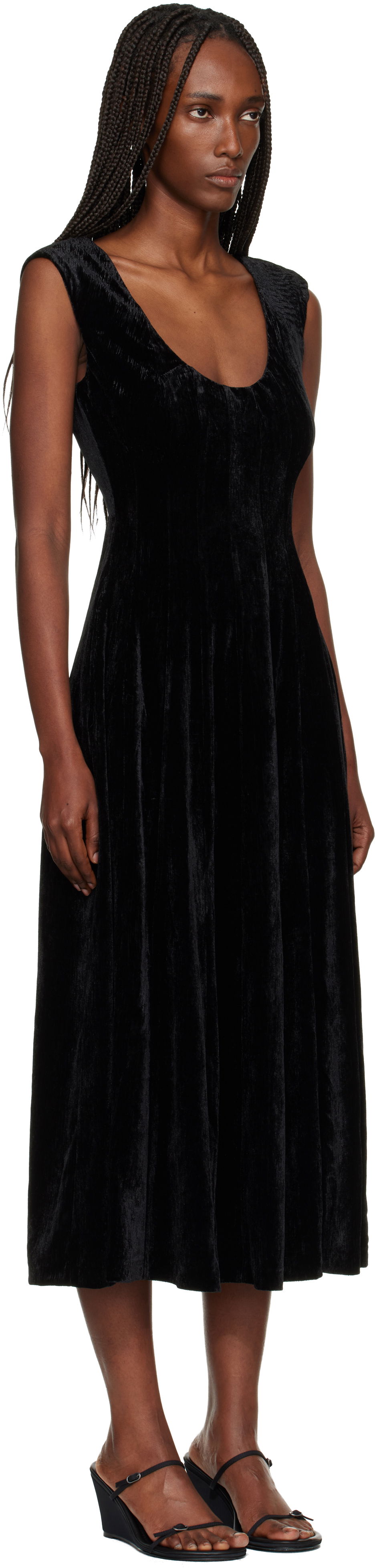 Pокля GUIZIO Leila Velvet Midi Dress Черно | H25404W191, 1