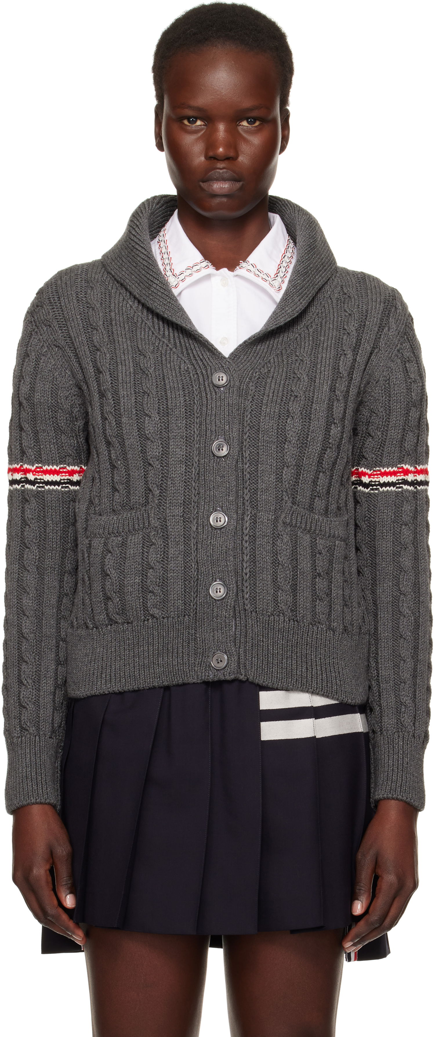 Пуловер Thom Browne Wool Armband Cardigan Сиво | FKC621A-Y1024, 0
