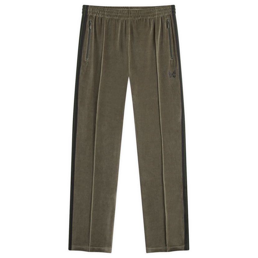 Спортни панталони Needles Velour Narrow Track Pant Olive Medium Зелено | PU280-B