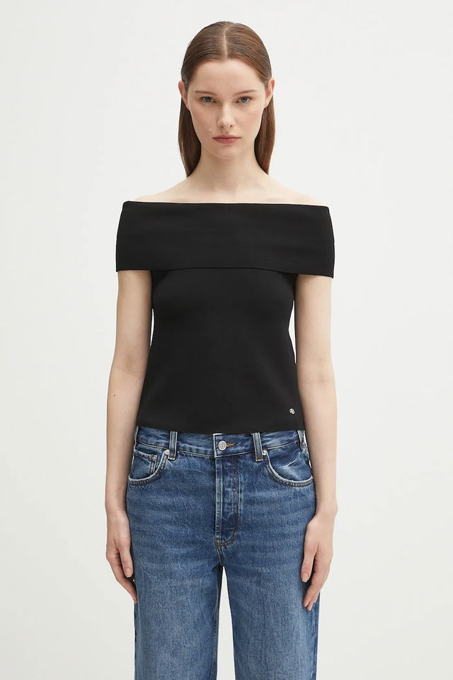 Anine Bing Francis Off-The-Shoulder Knit Top