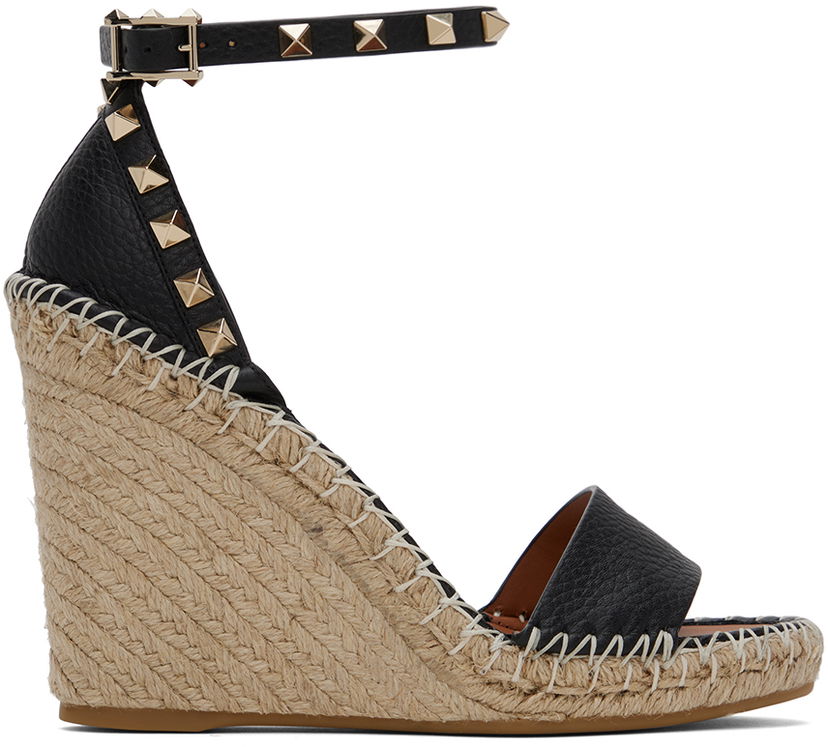 Кецове и обувки Valentino Valentino Garavani Double Rockstud Wedge Espadrilles Черно | 5W2S0090VTO