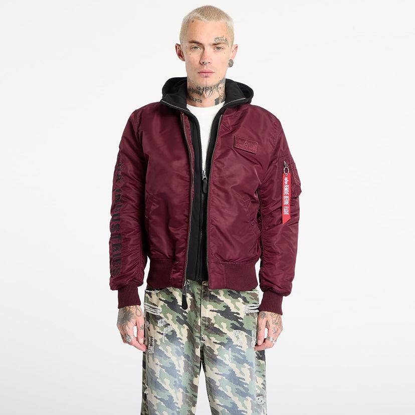 Яке бомбър Alpha Industries MA-1 D-Tec Sleeve Embroidery Bomber Jacket Бургунди | 133104-608