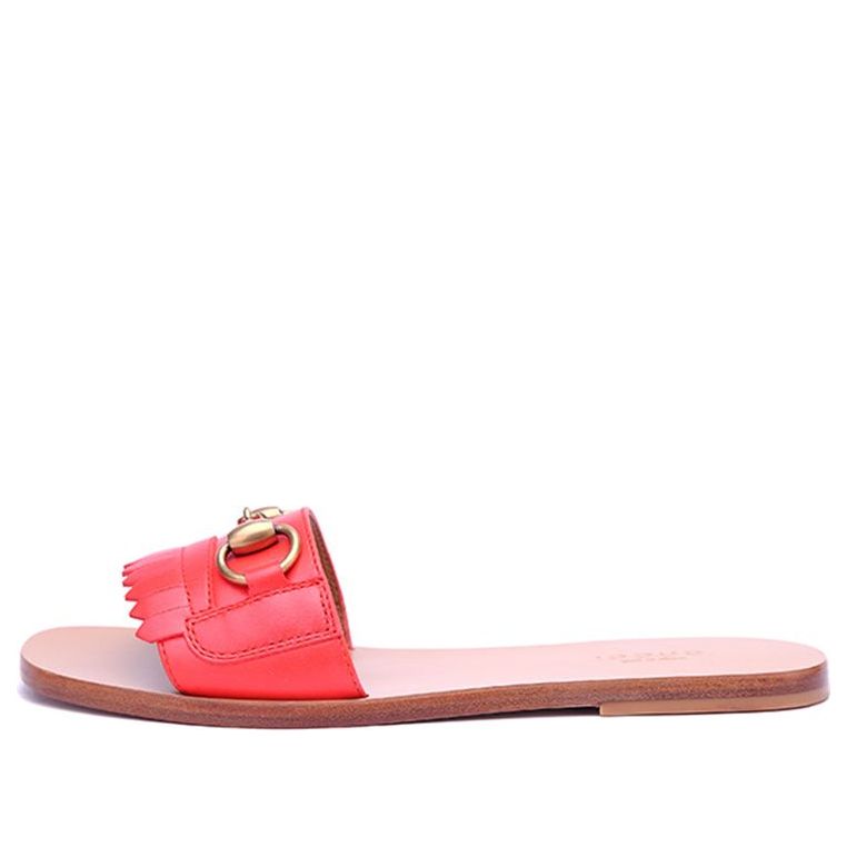 Кецове и обувки Gucci Gucci Horsebit Leather Slides Червено | 517017-C9D00-6433
