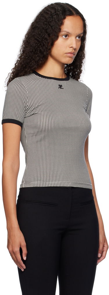 Тениска Courrèges Contrast Houndstooth Slim T-Shirt Черно | 324JTS017JS0167, 1