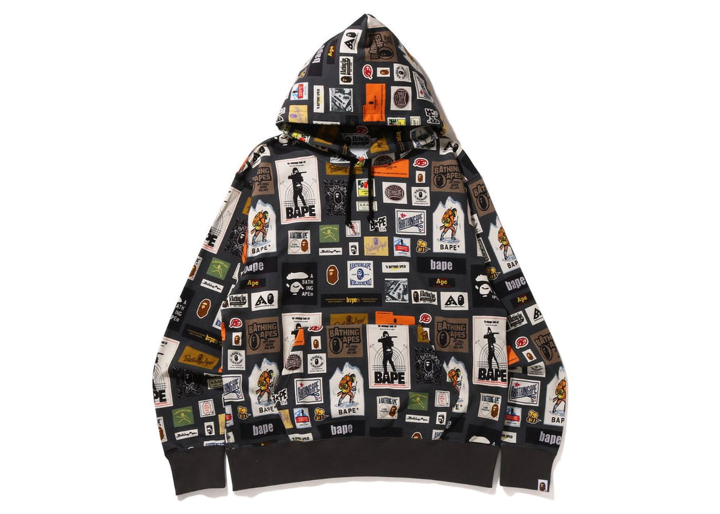 Суитчър BAPE Multi Label Relaxed Fit Pullover Hoodie Черно | 1I80-114-004, 0