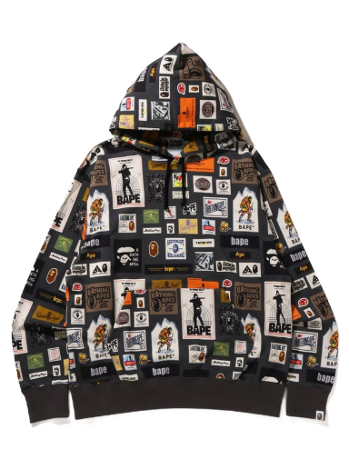 Суитчър BAPE Multi Label Relaxed Fit Pullover Hoodie Черно | 1I80-114-004