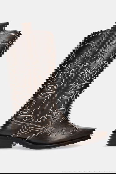Кецове и обувки GANNI GANNI Mid Shaft Embroidered Western Boots Кафяво | S3112, 1