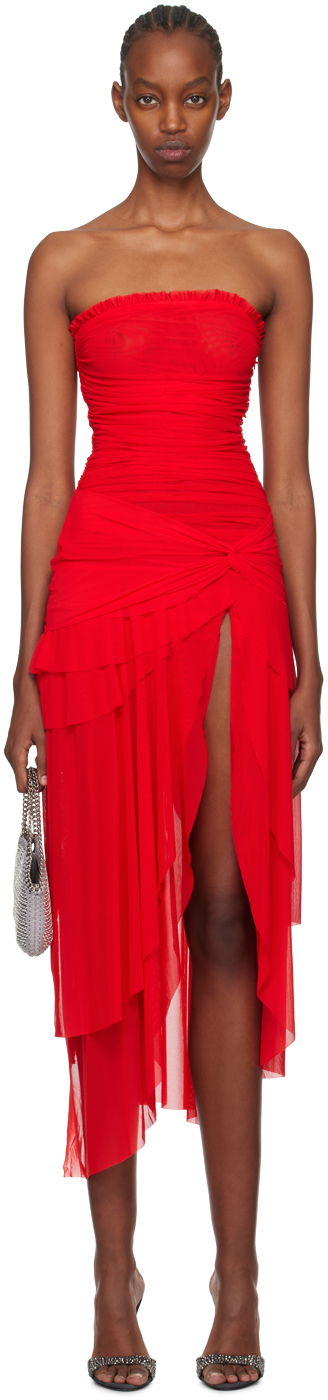 Pокля GUIZIO Guizio Lyla Twist Midi Dress Червено | R24414K027, 0