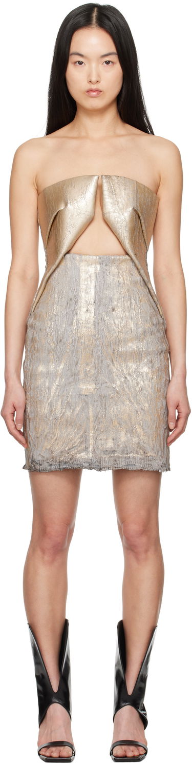 Pокля Rick Owens Rick Owens Hollywood Prong Denim Minidress Металик | RP01E7531 SGMC, 0
