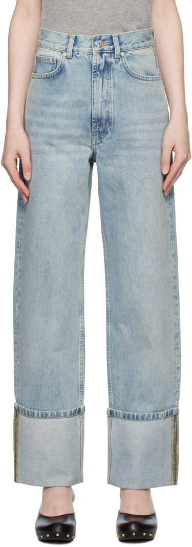 Дънки Moschino Moschino Wide Leg Cuffed Jeans Синьо | 251K10313, 0