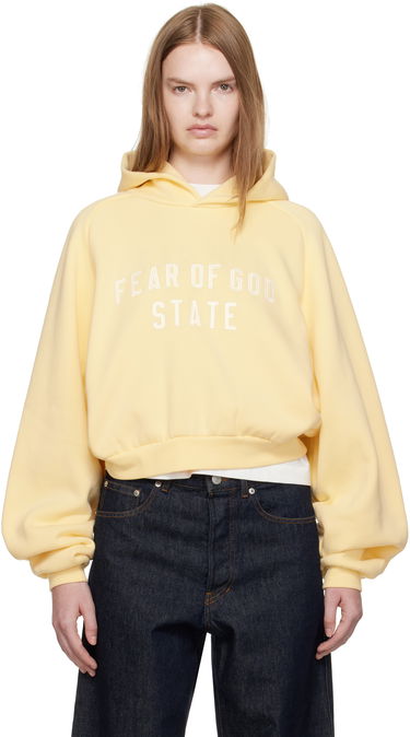 Суитчър Fear of God Fear of God ESSENTIALS Cropped Fleece Raglan Hoodie Жълто | 192SP257828FW, 0