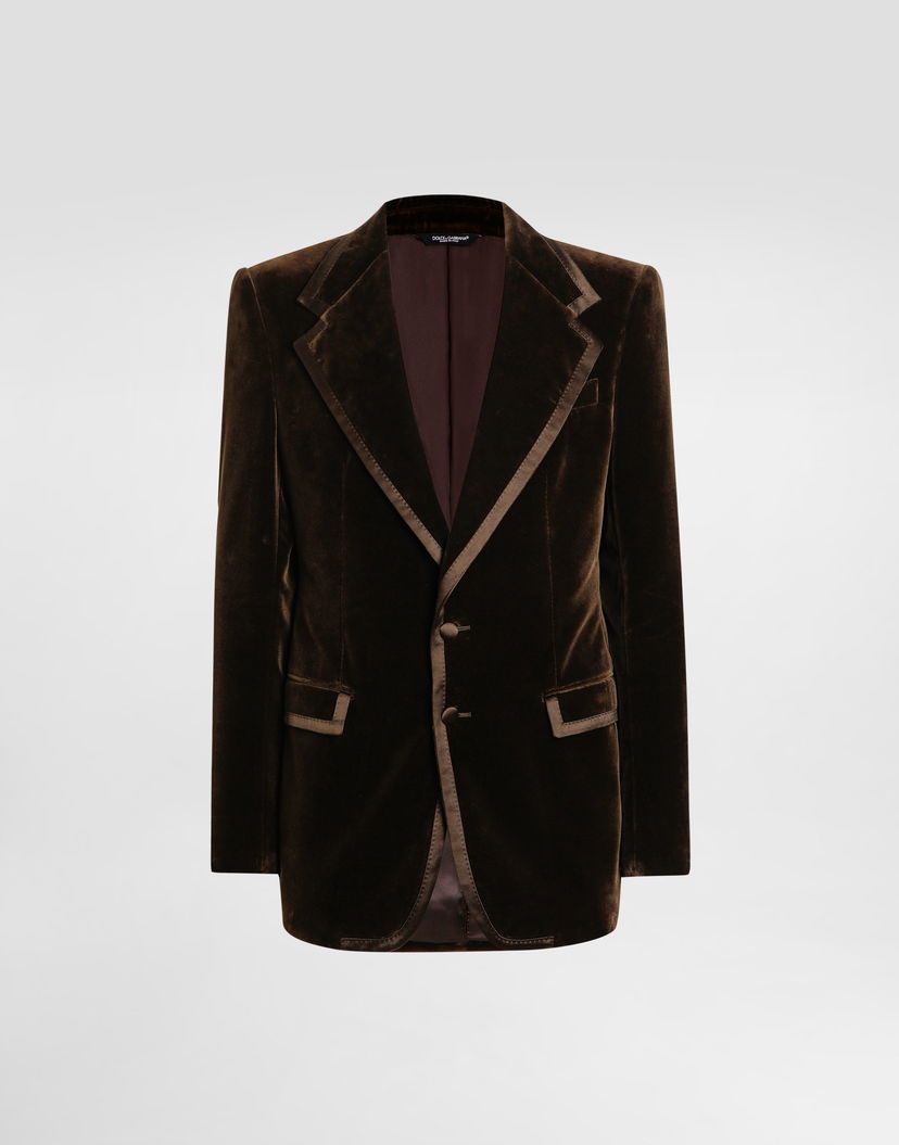Яке Dolce & Gabbana Dolce & Gabbana Single-Breasted Velvet Jacket Кафяво | G2VP0TFUVG7M0937
