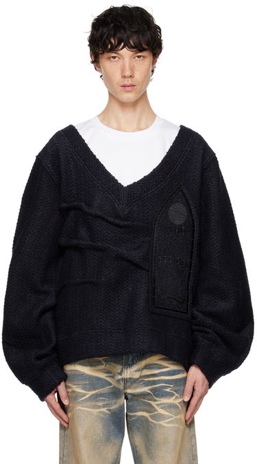 Пуловер Who Decides War Who Decides War Gathered Collegiate Sweater Тъмно синьо | 1110100010FW24, 0