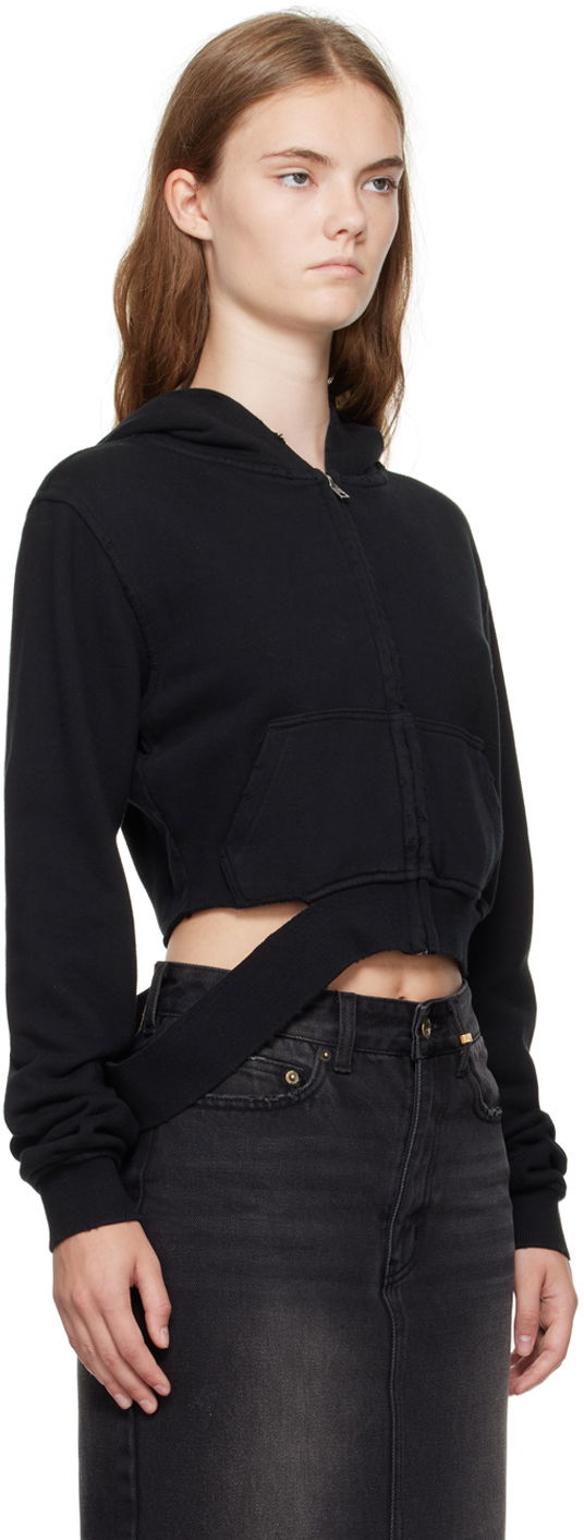 Суитчър We11done We11done Distressed Zip-Up Hoodie Черно | WD-TJ2-24-808-W-BK, 1