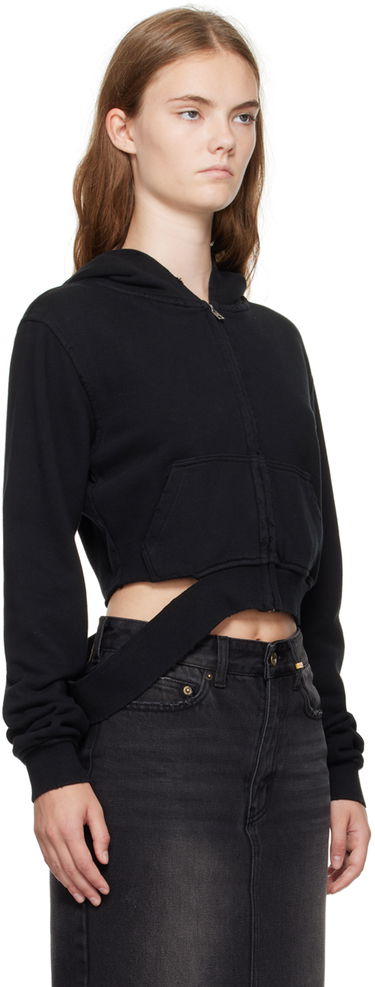 Суитчър We11done We11done Distressed Zip-Up Hoodie Черно | WD-TJ2-24-808-W-BK, 1