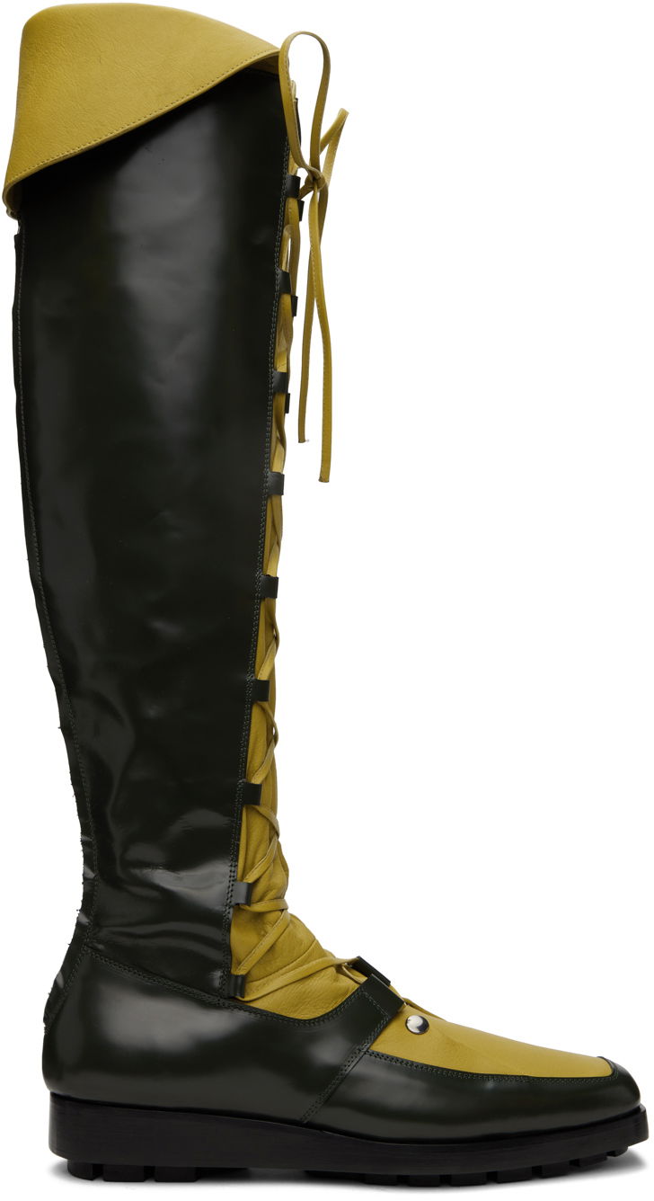 Кецове и обувки KIKO KOSTADINOV Kiko Kostadinov Priam Lace-Up Knee-High Boots Зелено | KKAW23FT02-98