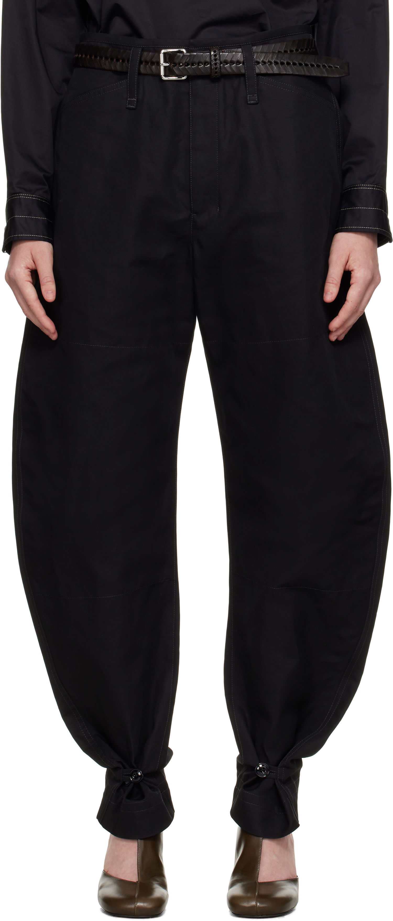Панталони LEMAIRE Lemaire Tapered Tie-Hem Trousers Черно | PA1184 LF1350, 0