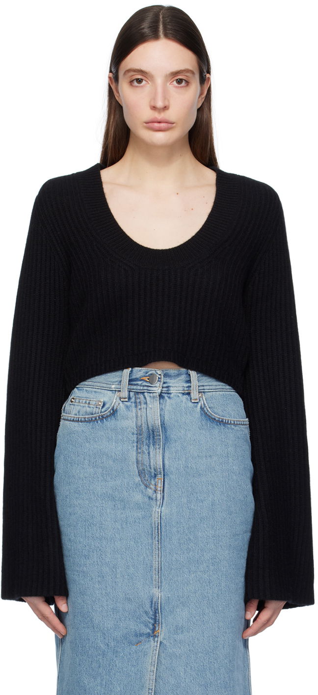 Пуловер Loulou de Saison Loulou de Saison Chante Cropped Ribbed Sweater Черно | CHANTE, 0