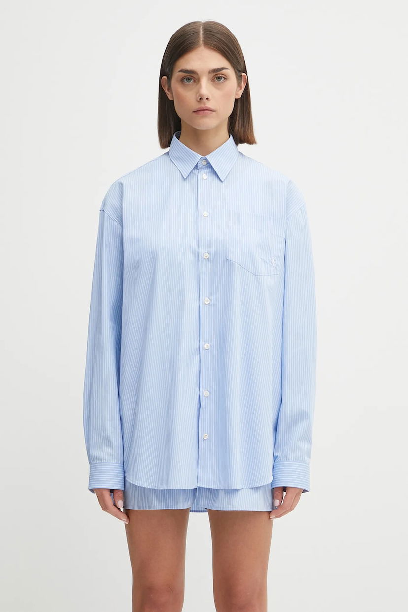 Риза Sporty & Rich Sporty & Rich SRC Oversized Relaxed Fit Shirt Синьо | SI006602302ST08
