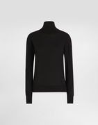Dolce & Gabbana Wool Turtleneck Sweater with Logo Embroidery
