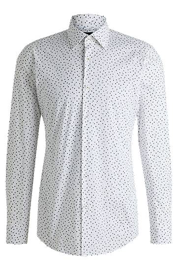 Риза BOSS Slim Fit Floral Print Stretch Cotton Poplin Shirt Бяло | 50532871, 0