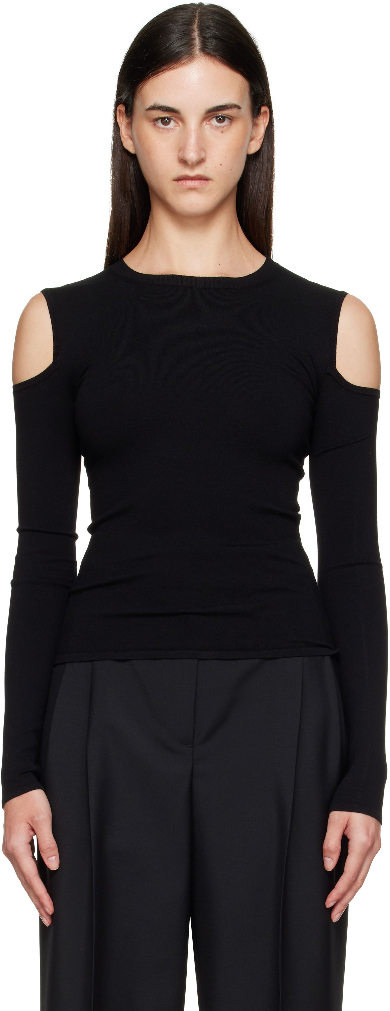 Тениска Max Mara Max Mara Vik Cold-Shoulder Top Черно | 2511361092600, 0
